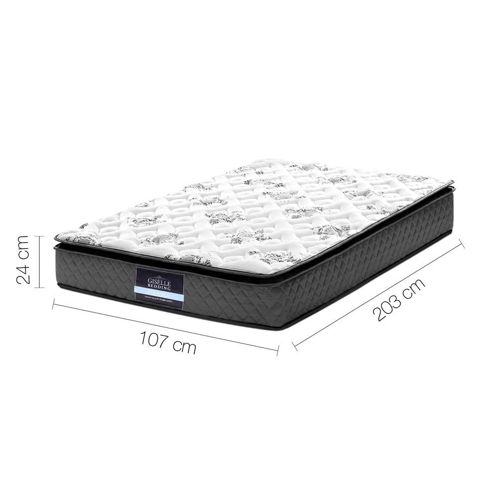 Giselle Bedding King Single Mattress 24cm Pillow Top Bonnell Spring Egg Crate-Mattresses-PEROZ Accessories