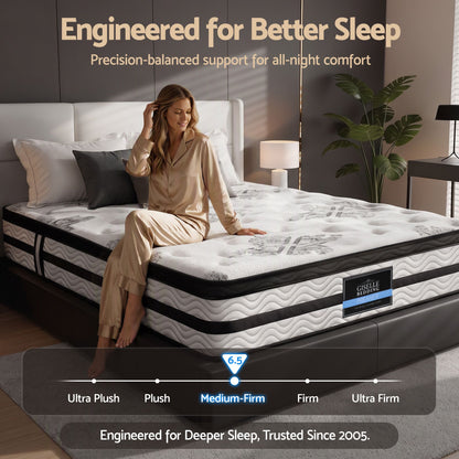 Giselle Bedding 34cm Mattress Euro Top Pocket Spring Double-Mattresses-PEROZ Accessories