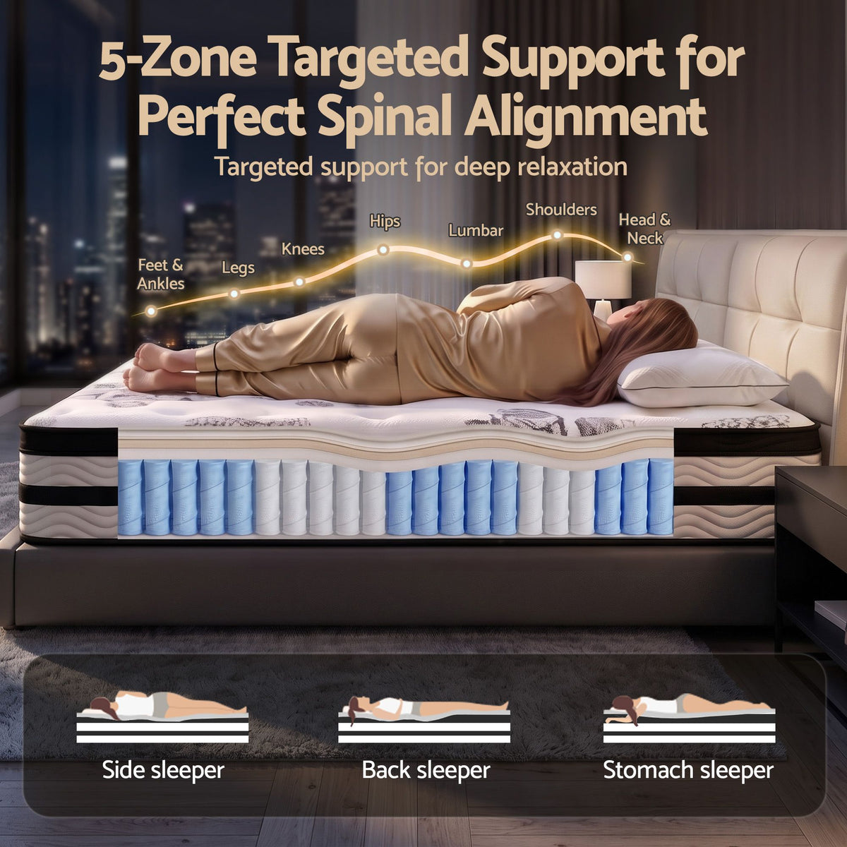 Giselle Bedding 34cm Mattress Euro Top Pocket Spring Double-Mattresses-PEROZ Accessories