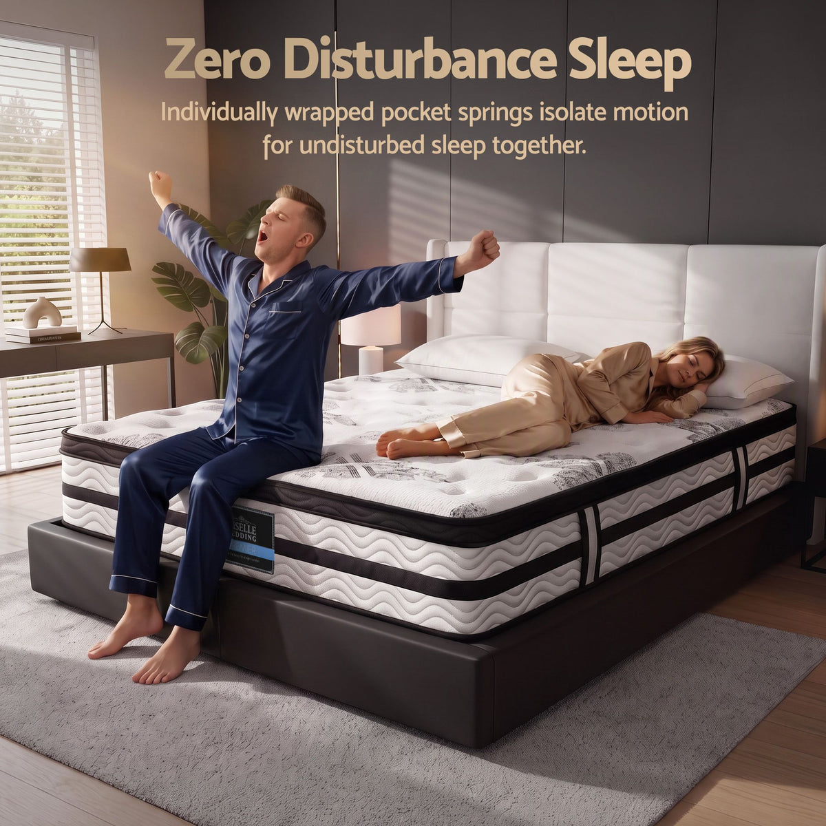 Giselle Bedding 34cm Mattress Euro Top Pocket Spring Double-Mattresses-PEROZ Accessories