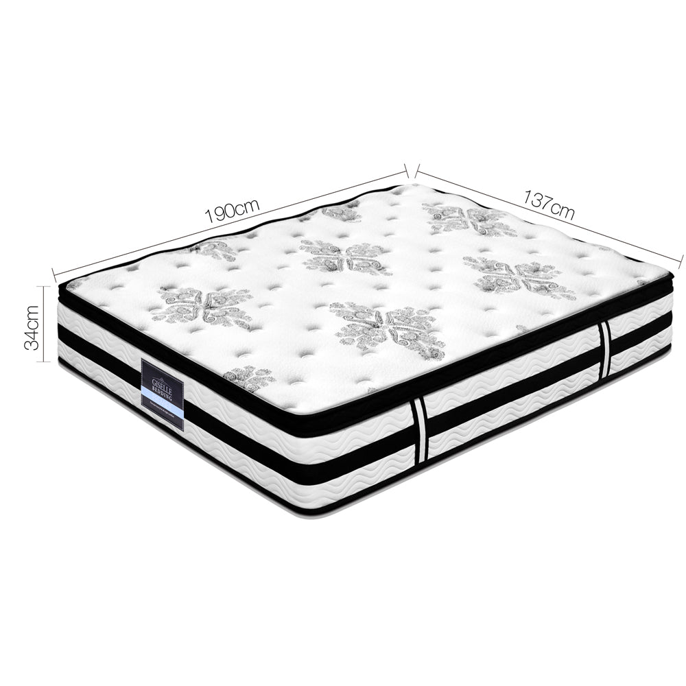 Giselle Bedding 34cm Mattress Euro Top Pocket Spring Double-Mattresses-PEROZ Accessories