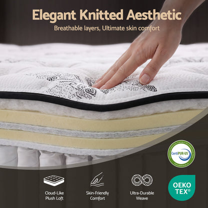 Giselle Bedding 34cm Mattress Euro Top Pocket Spring King Single-Mattresses-PEROZ Accessories
