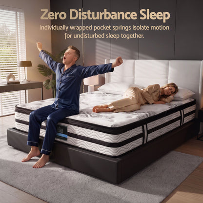 Giselle Bedding 34cm Mattress Euro Top Pocket Spring Queen-Mattresses-PEROZ Accessories