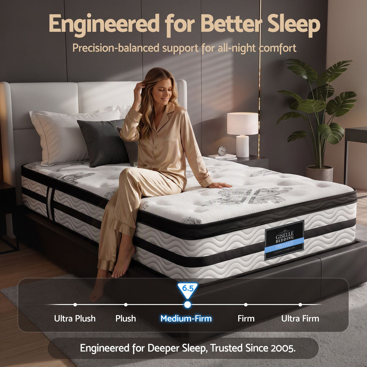 Giselle Bedding 34cm Mattress Euro Top Pocket Spring Single-Mattresses-PEROZ Accessories