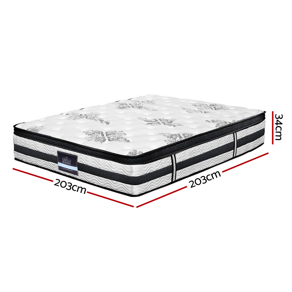 Giselle Bedding 34cm Mattress Euro Top Pocket Spring Super King-Mattresses-PEROZ Accessories