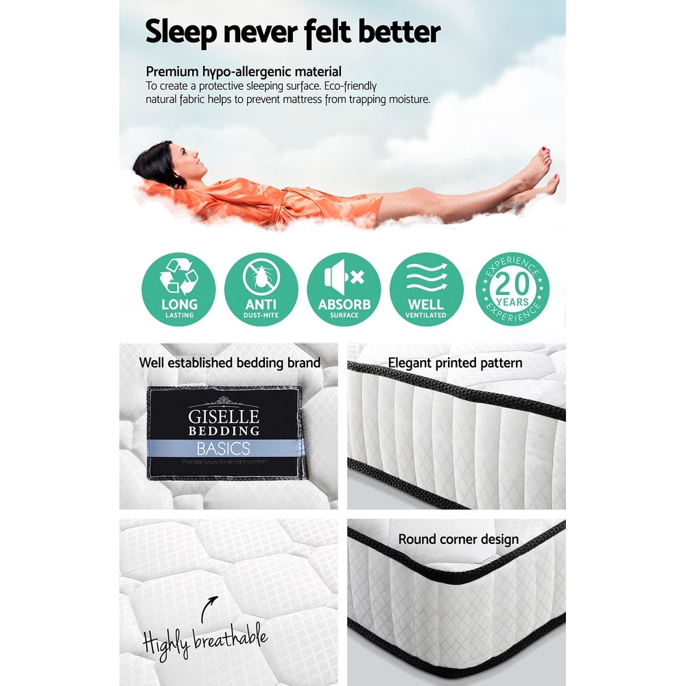 Giselle Bedding 21cm Mattress Tight Top Double-Mattresses-PEROZ Accessories