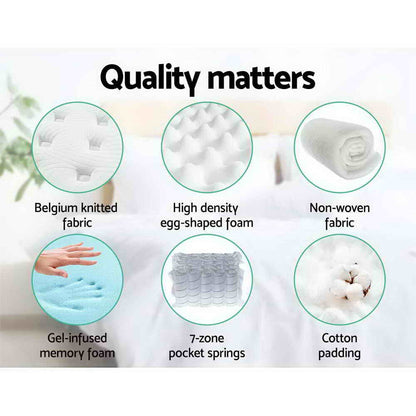 Giselle Bedding 34cm Mattress Cool Gel Memory Foam 7 Zone King-Mattresses-PEROZ Accessories