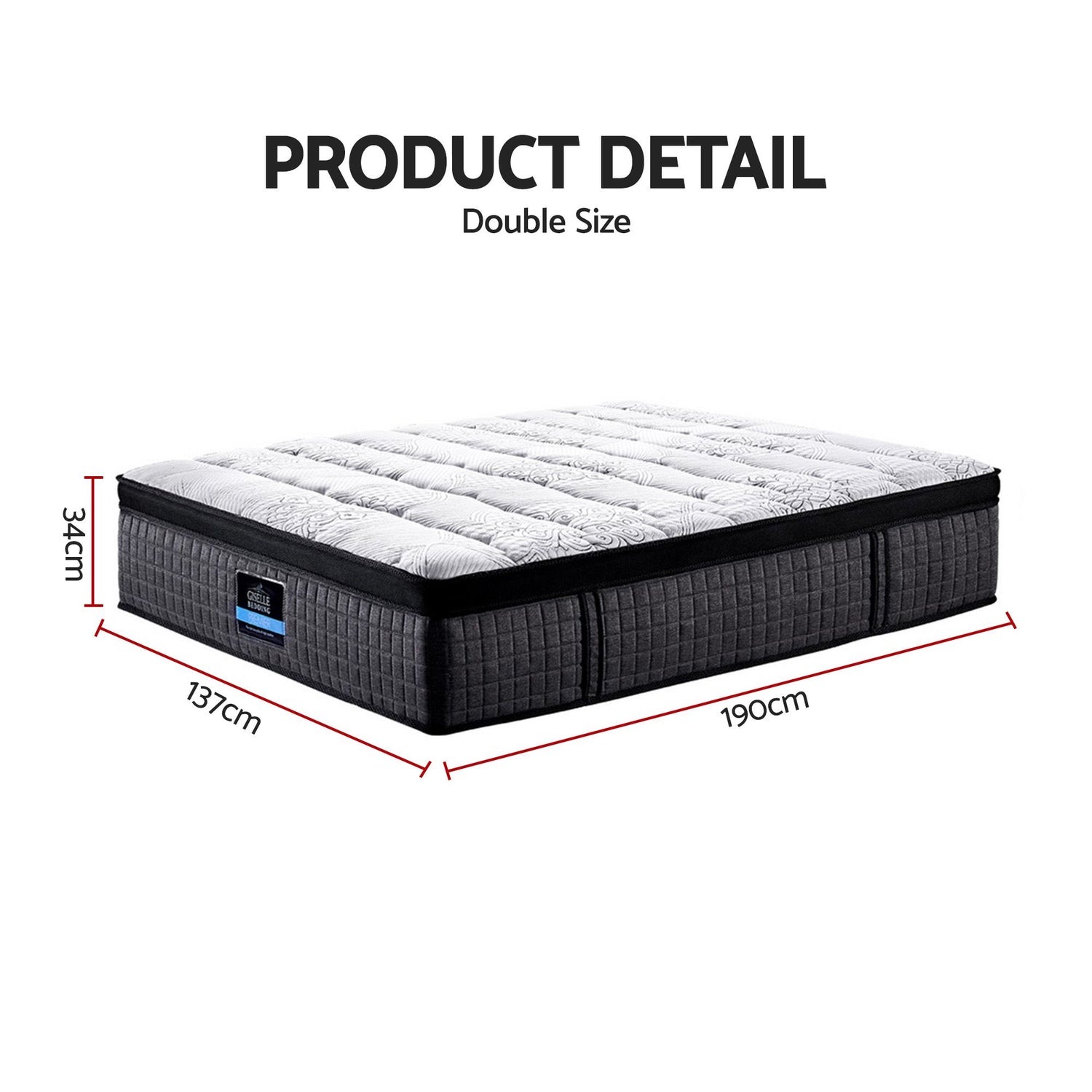 Giselle Bedding 34cm Mattress 9 Zone Latex Foam Double-Mattresses-PEROZ Accessories