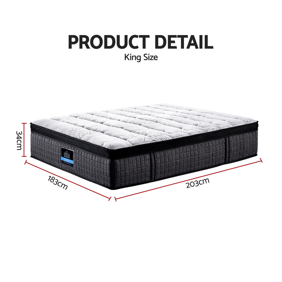 Giselle Bedding 34cm Mattress 9 Zone Latex Foam King-Mattresses-PEROZ Accessories