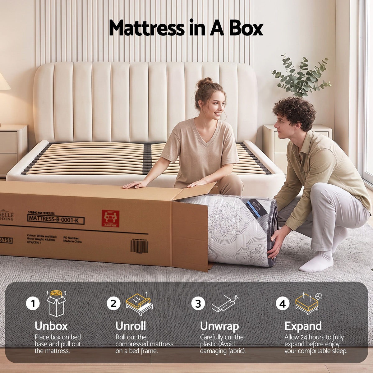 Giselle Bedding 34cm Mattress 9 Zone Latex Foam King-Mattresses-PEROZ Accessories
