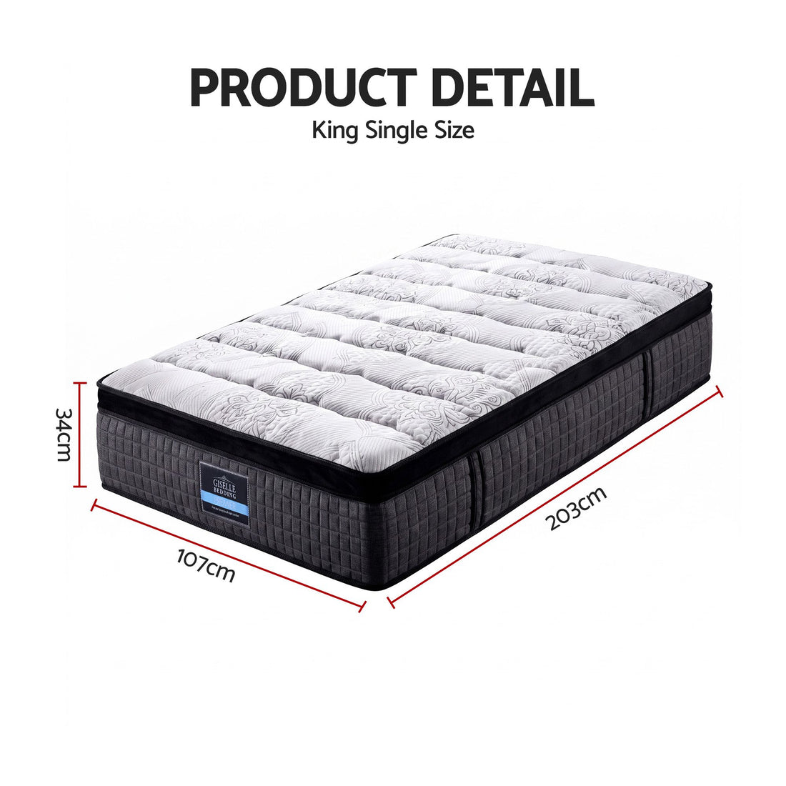 Giselle Bedding 34cm Mattress 9 Zone Latex Foam King Single-Mattresses-PEROZ Accessories