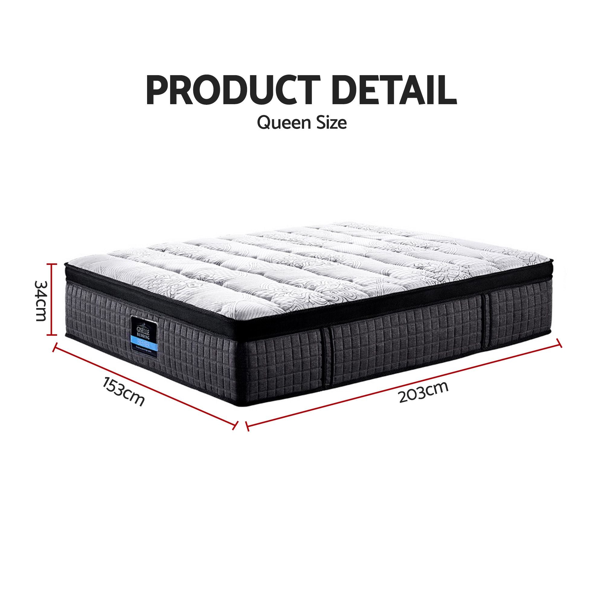 Giselle Bedding 34cm Mattress 9 Zone Latex Foam Queen-Mattresses-PEROZ Accessories