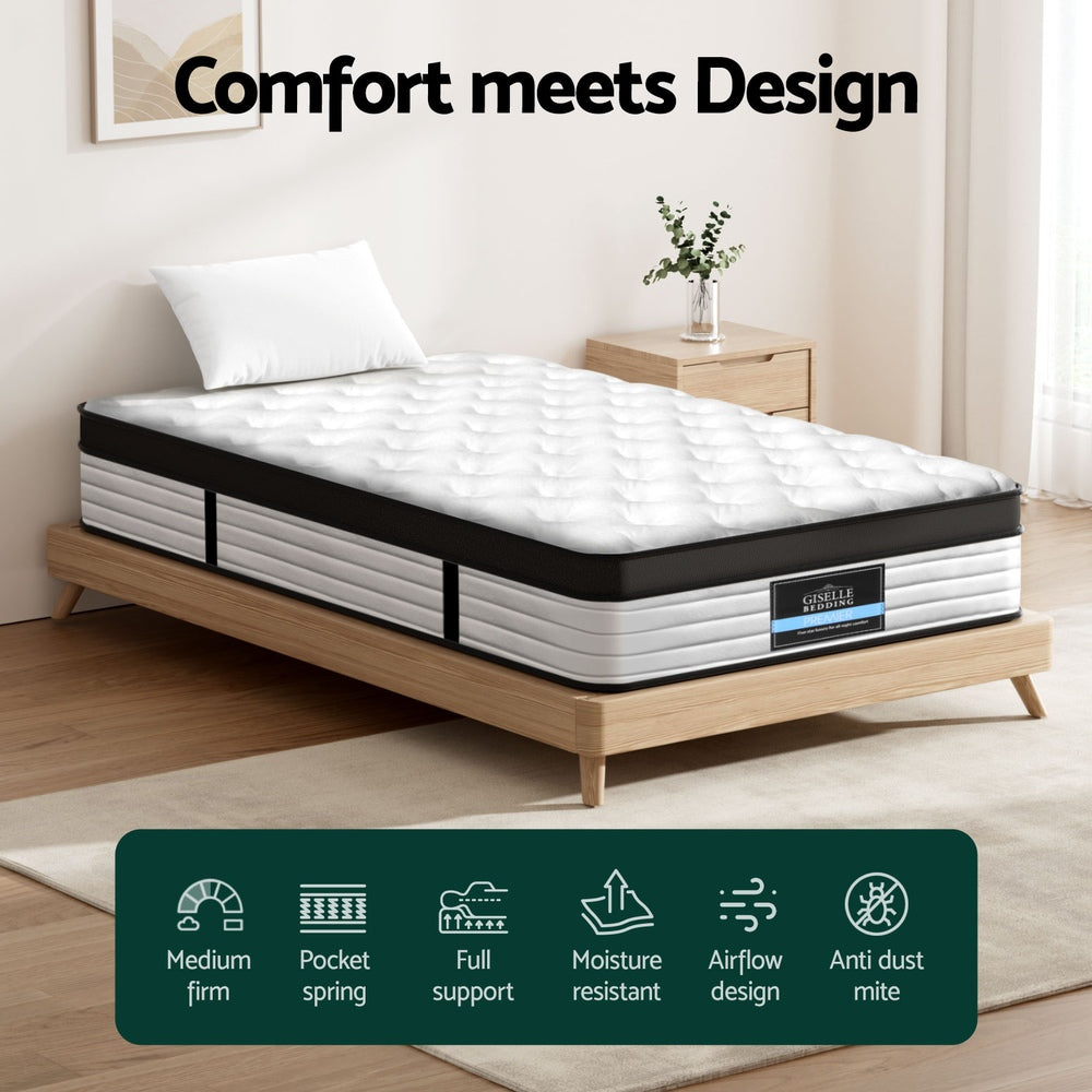 Giselle Bedding 31cm Mattress Euro Top King Single-Furniture > Mattresses > Single Mattress-PEROZ Accessories