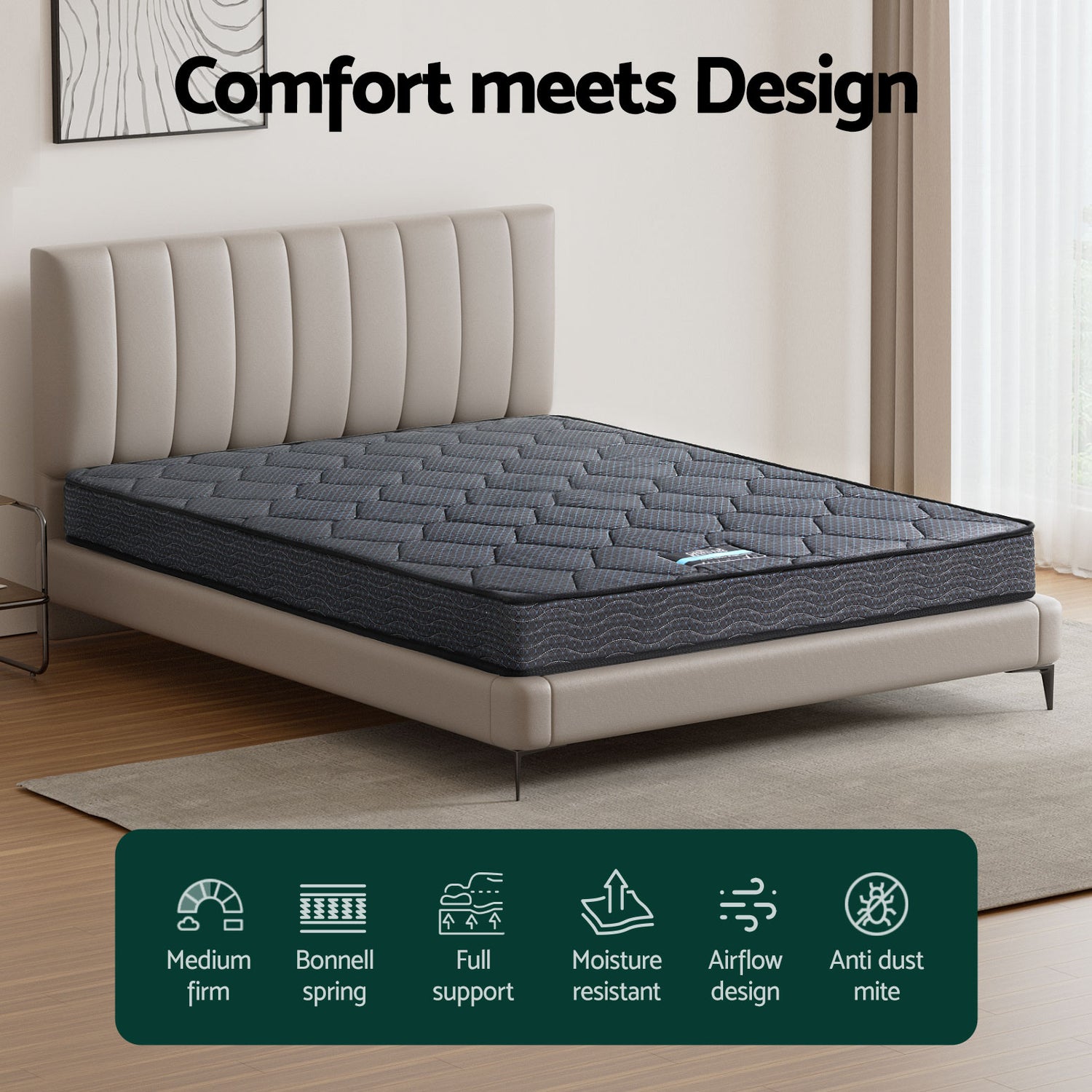 16cm Mattress Giselle Bonnell Spring Queen-Furniture &gt; Mattresses &gt; Queen Mattress-PEROZ Accessories
