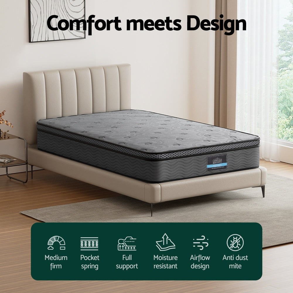 26cm Mattress Bed Giselle Single-Furniture &gt; Mattresses &gt; Single Mattress-PEROZ Accessories