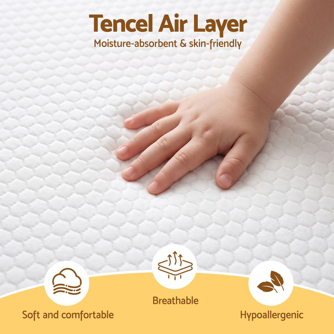 Giselle Bedding Cot Mattress, 11cm Thick Baby Mattress with Tencel Cover-Home &amp; Garden > Bedding > Pillows-PEROZ Accessories