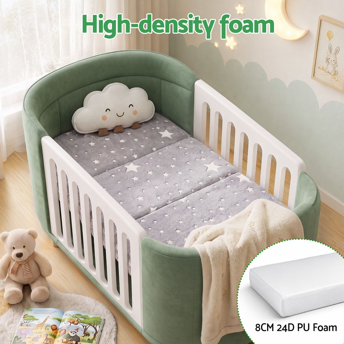 Giselle Bedding Foldable Cot Mattress for Travel Cot, Glow-in-Dark Cover-Home &amp; Garden > Bedding > Pillows-PEROZ Accessories