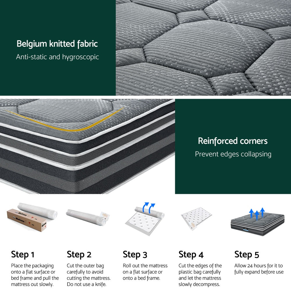 Giselle Bedding 35cm Mattress Bamboo Cover Double-Furniture &gt; Mattresses &gt; Double Mattress-PEROZ Accessories