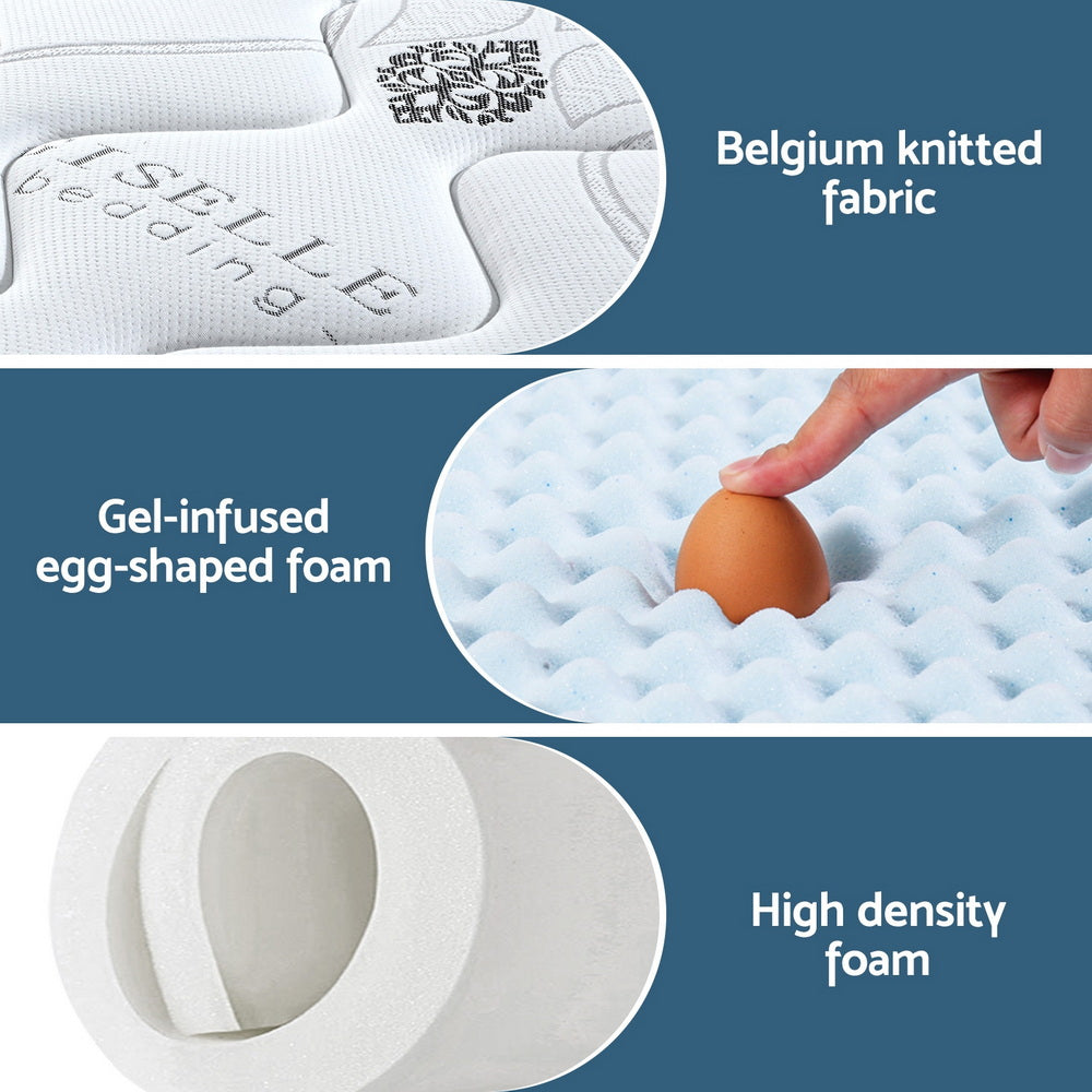 Giselle Bedding Double Mattress 35cm Bed in a Box Pocket Spring Gel Memory Foam-Furniture &gt; Mattresses &gt; Double Mattress-PEROZ Accessories