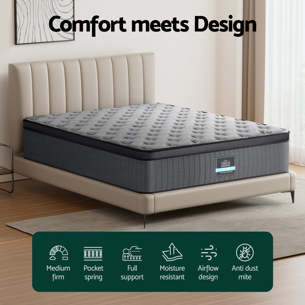 Bed Mattress Giselle 34cm Double-Furniture &gt; Mattresses &gt; Double Mattress-PEROZ Accessories