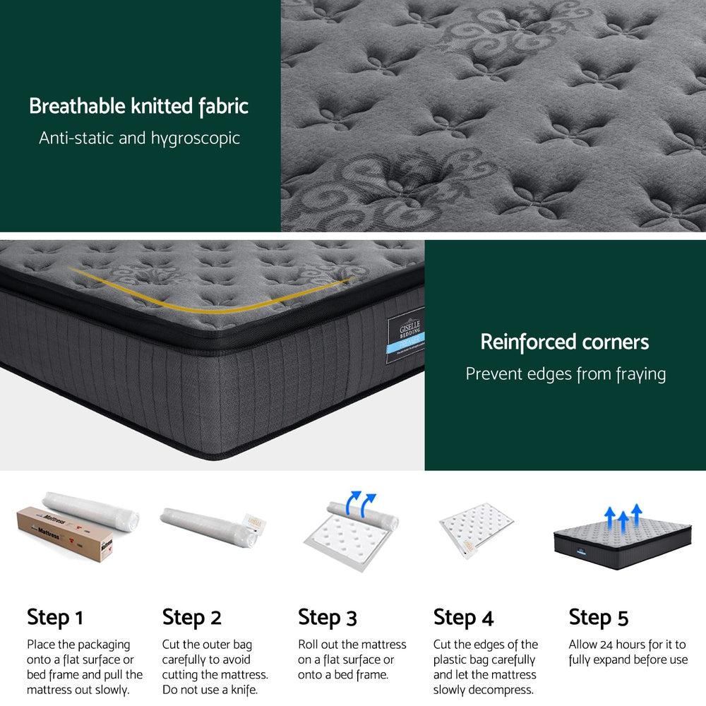 Bed Mattress Giselle 34cm Double-Furniture &gt; Mattresses &gt; Double Mattress-PEROZ Accessories