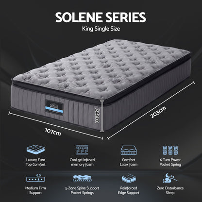 Bed Mattress Giselle 34cm King Single-Furniture > Mattresses > King Single Mattress-PEROZ Accessories