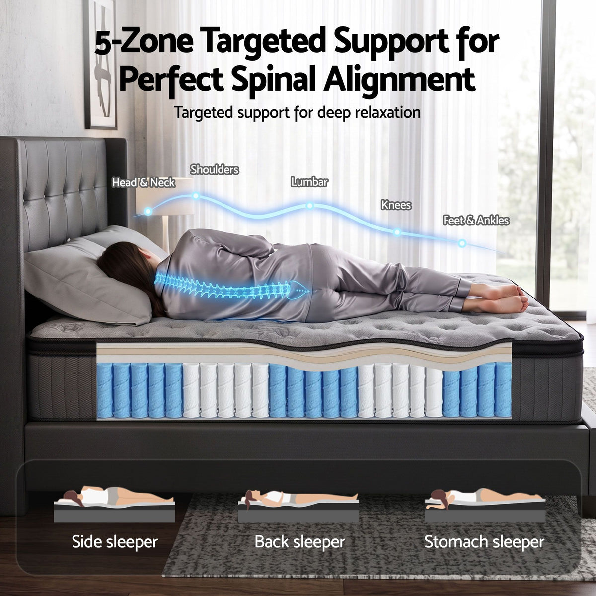 Bed Mattress Giselle 34cm Queen-Furniture > Mattresses > Queen Mattress-PEROZ Accessories