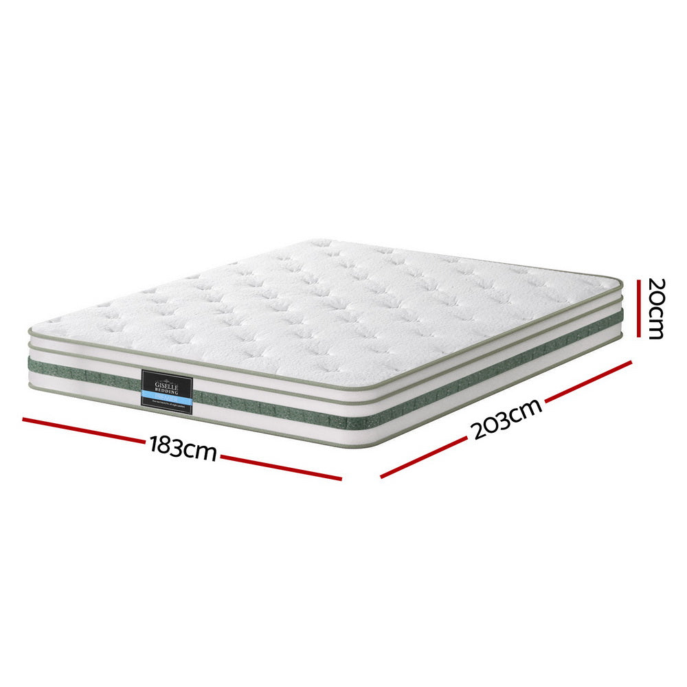 20cm Giselle Mattress King Green Tea Mattresses-Furniture &gt; Mattresses &gt; King Size Mattress-PEROZ Accessories
