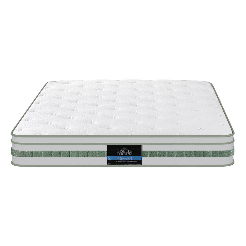 20cm Giselle Mattress Queen Green Tea Mattresses-Furniture &gt; Mattresses &gt; Queen Mattress-PEROZ Accessories
