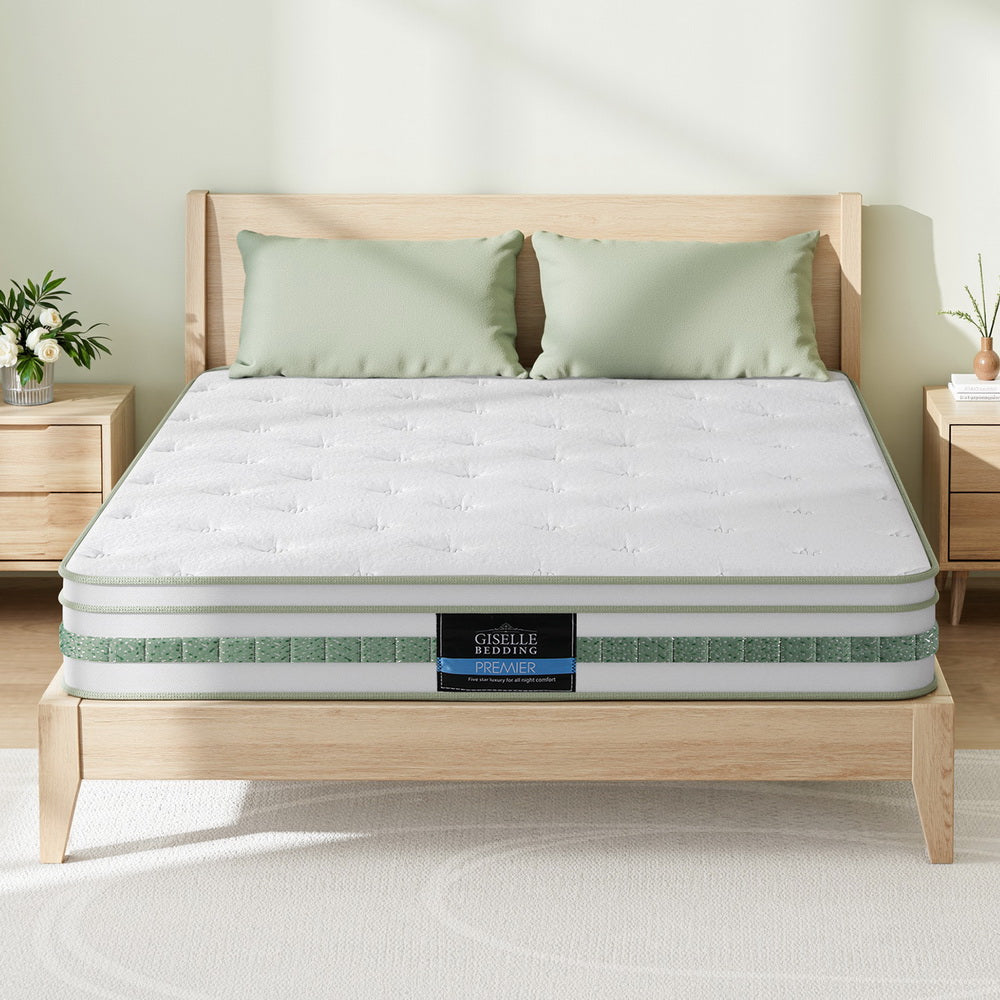 20cm Giselle Mattress Queen Green Tea Mattresses-Furniture &gt; Mattresses &gt; Queen Mattress-PEROZ Accessories