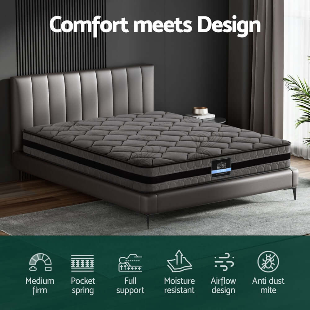 Giselle Bedding 22cm Mattress Medium Firm King-Furniture &gt; Mattresses &gt; King Size Mattress-PEROZ Accessories
