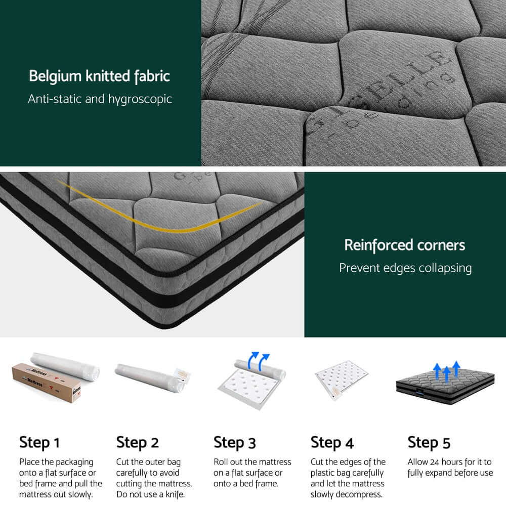 Giselle Bedding 22cm Mattress Medium Firm King-Furniture &gt; Mattresses &gt; King Size Mattress-PEROZ Accessories