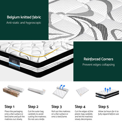 Giselle Bedding 30cm Mattress Medium Firm King Single-Furniture &gt; Mattresses &gt; King Single Mattress-PEROZ Accessories