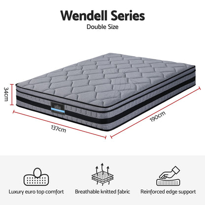 Giselle Bedding 34cm Double Mattress Hybrid, Pocket Spring Bed Mattress-Furniture > Mattresses > Double Mattress-PEROZ Accessories