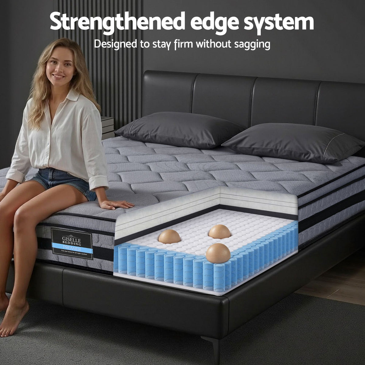 Giselle Bedding 34cm King Mattress Hybrid, Pocket Spring Bed Mattress-Furniture > Mattresses > King Size Mattress-PEROZ Accessories