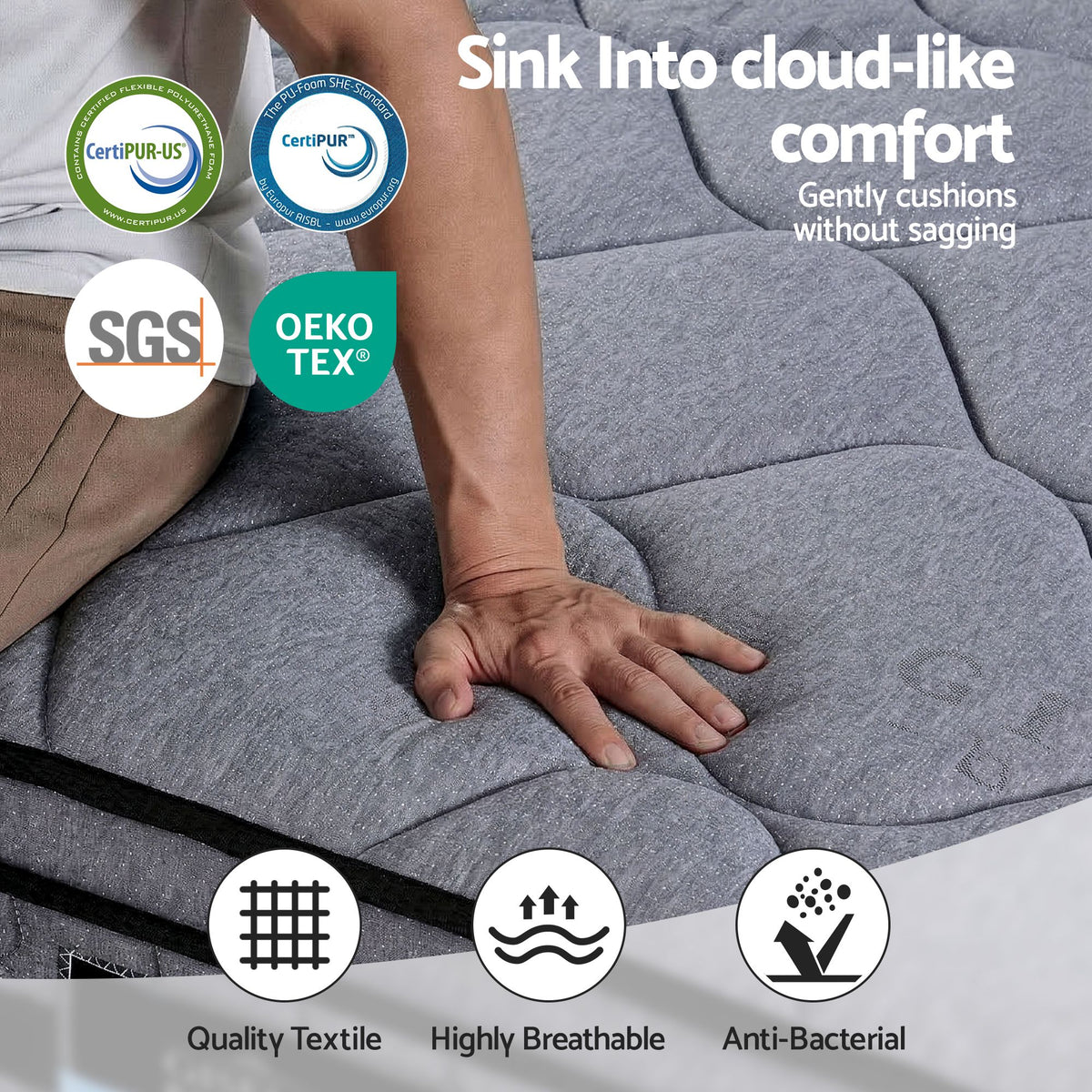 Giselle Bedding 34cm Queen Mattress Hybrid, Pocket Spring Bed Mattress-Furniture > Mattresses > Queen Mattress-PEROZ Accessories