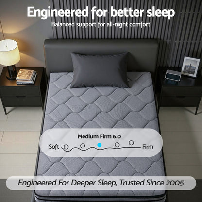 Giselle Bedding 34cm Single Mattress Hybrid, Pocket Spring Bed Mattress-Furniture > Mattresses > Single Mattress-PEROZ Accessories