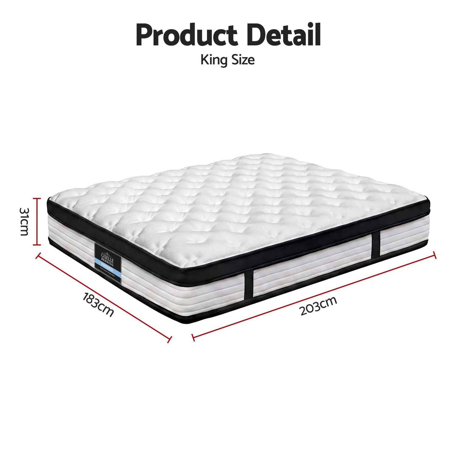 Giselle Bedding 31cm Mattress Euro Top King-Mattresses-PEROZ Accessories