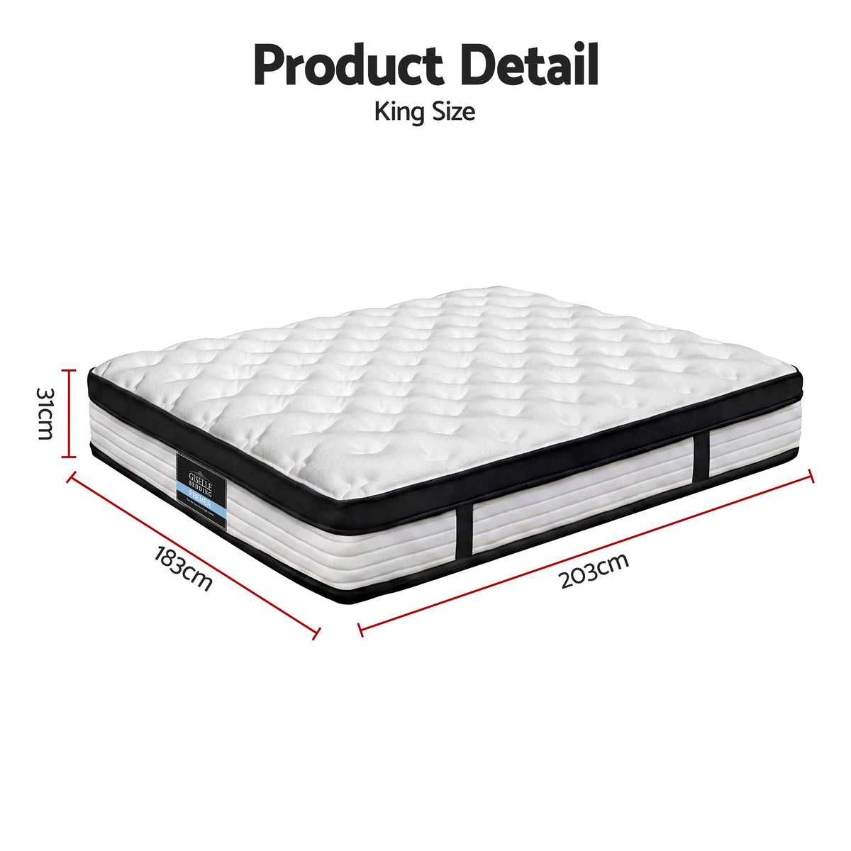 Giselle Bedding 31cm Mattress Euro Top King-Mattresses-PEROZ Accessories