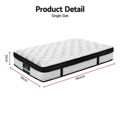 Giselle Bedding 31cm Mattress Euro Top Single-Mattresses-PEROZ Accessories