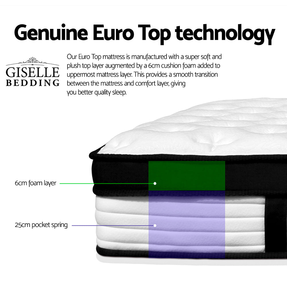 Giselle Bedding 31cm Mattress Euro Top Single-Mattresses-PEROZ Accessories
