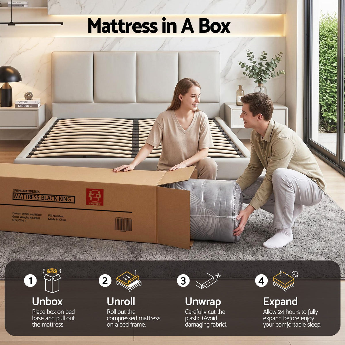 Giselle Bedding 34cm Mattress Bamboo Cover King-Mattresses-PEROZ Accessories