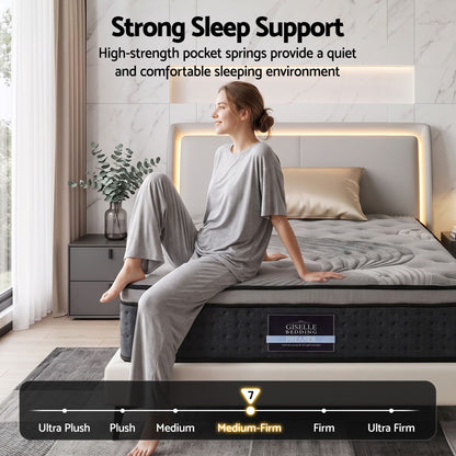 Giselle Bedding 34cm Mattress Bamboo Cover King Single-Mattresses-PEROZ Accessories
