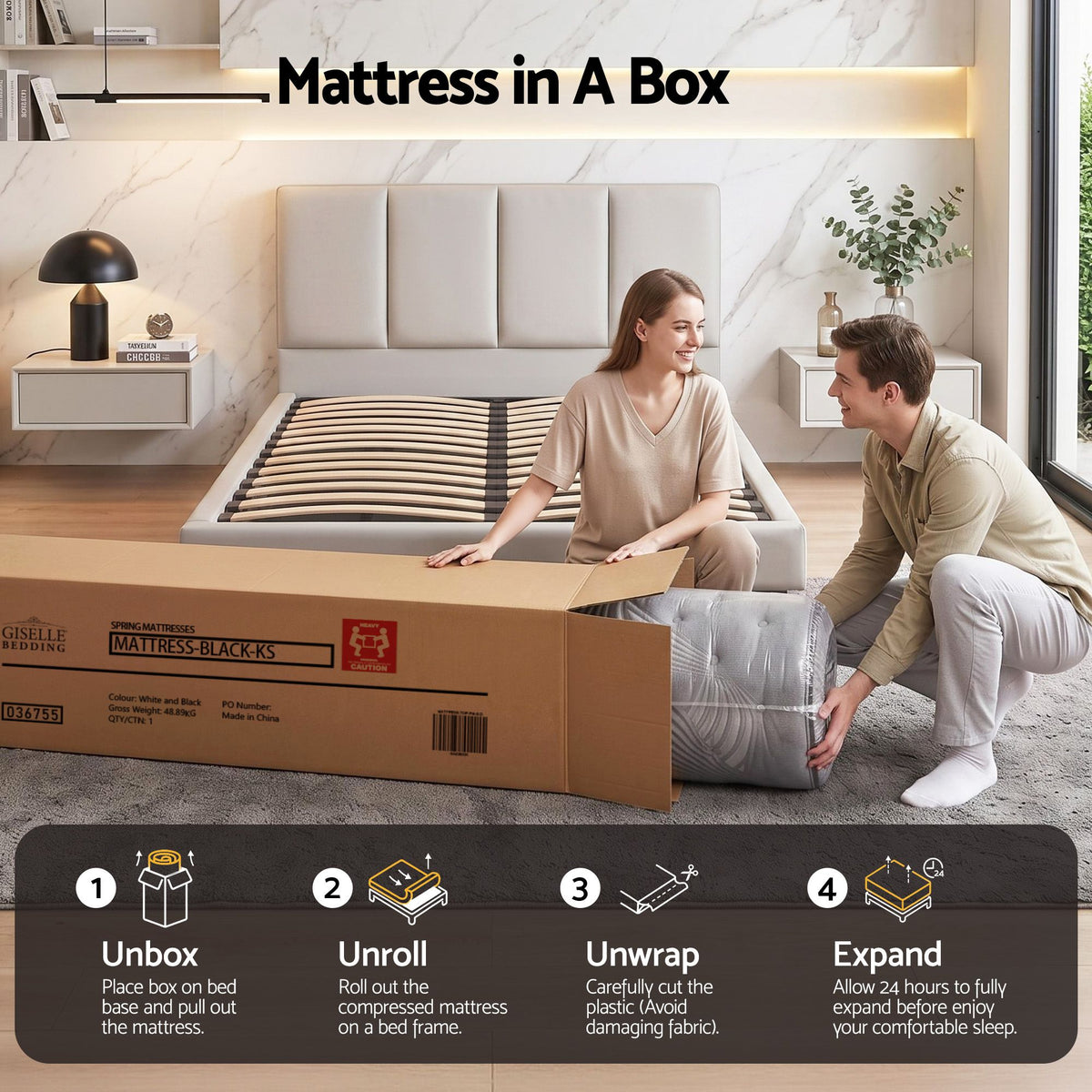 Giselle Bedding 34cm Mattress Bamboo Cover King Single-Mattresses-PEROZ Accessories