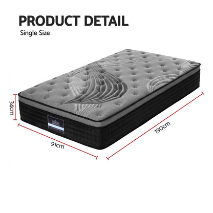 Giselle Bedding 34cm Mattress Bamboo Cover Single-Mattresses-PEROZ Accessories