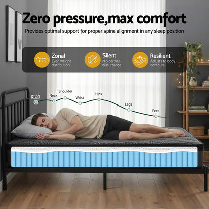 Giselle Bedding King Single Mattress 25cm Pocket Spring Latex Euro Top Medium Firm Bed-Furniture > Mattresses > King Single Mattress-PEROZ Accessories