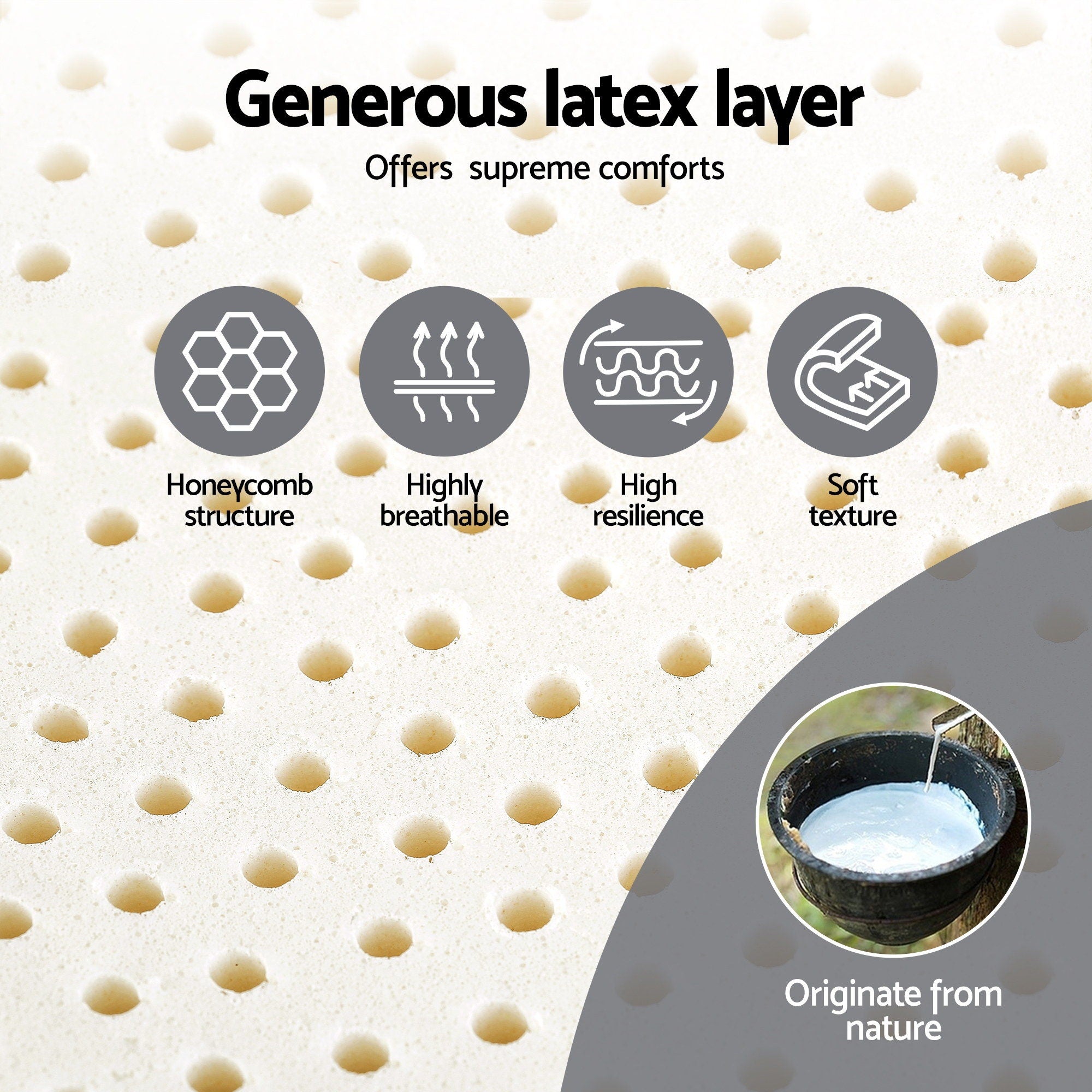 Giselle Bedding Queen Mattress 25cm Pocket Spring Latex Euro Top Medium Firm Bed-Furniture > Mattresses > Queen Mattress-PEROZ Accessories