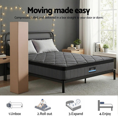 Giselle Bedding Queen Mattress 25cm Pocket Spring Latex Euro Top Medium Firm Bed-Furniture > Mattresses > Queen Mattress-PEROZ Accessories