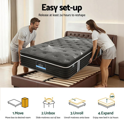 Giselle Bedding 35cm Mattress Graphene Memory Foam Medium Firm Euro Top Mattresses King Single-Furniture > Mattresses > King Single Mattress-PEROZ Accessories
