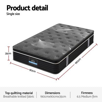 Giselle Bedding 35cm Mattress Graphene Memory Foam Medium Firm Euro Top Mattresses Single-Furniture > Mattresses > Single Mattress-PEROZ Accessories